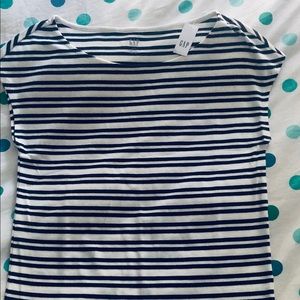 Cap sleeve stretchy stripe t-shirt